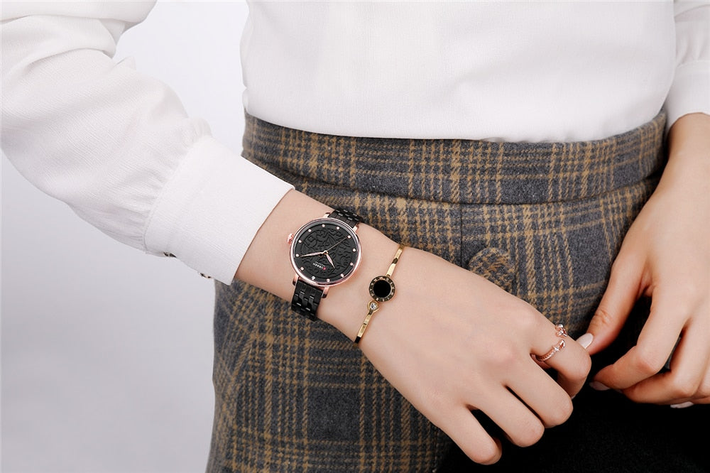 YSYH Women Watches Pink Leather Wristwatch with Rhinestone Ladies Clock Fashion Luxury Quartz Watch Relogio Feminino