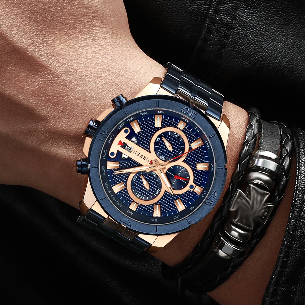 YSYH Watches Mens Luxury Brand Chronograph Sport Watch for Men Wristwatch with Stainless Steel Band Casual Clock