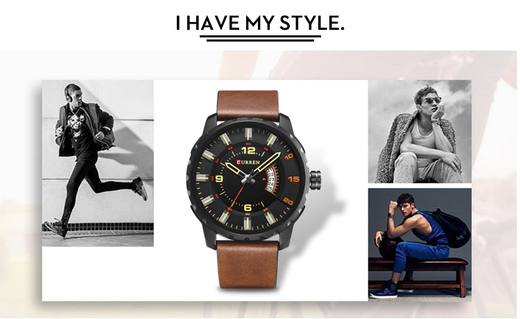 YSYH Men Sports Watches Dial Calendar Quartz Male Clock Leather Strap Watches Montre