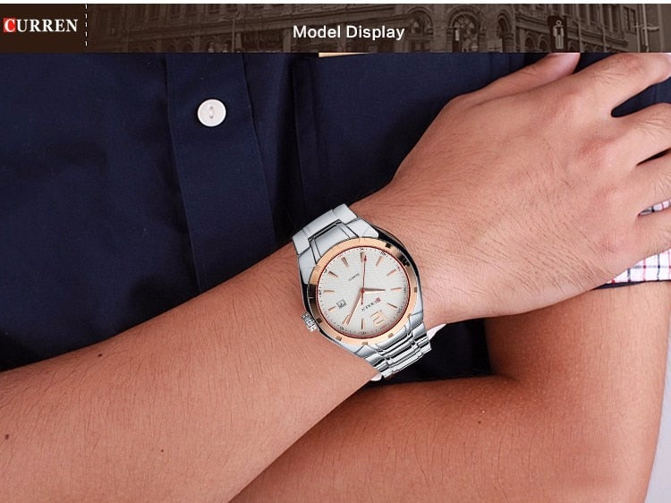 YSYH &Casual Date Men Watches Steel Band Quartz Waterproof Wristwatches erkek kol saat