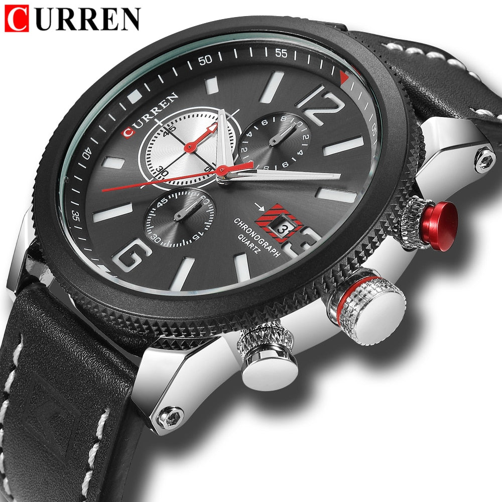 Watch Brand Leather Quartz Wristwatch For Man YSYH Men's Water Resistant