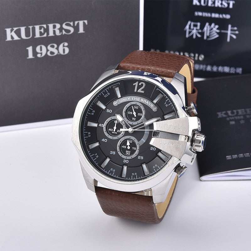 YSYH Mens Sport Watch Men Waterproof Quartz Watch Fashion Leather Strap Chronograph