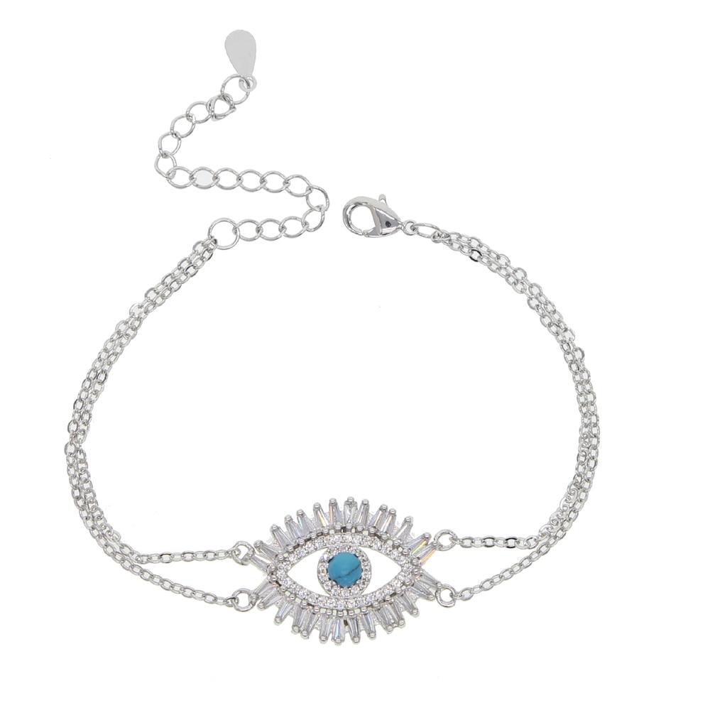 Baguette cubic zirconia CZ eye bracelet-Bracelet-Rossny