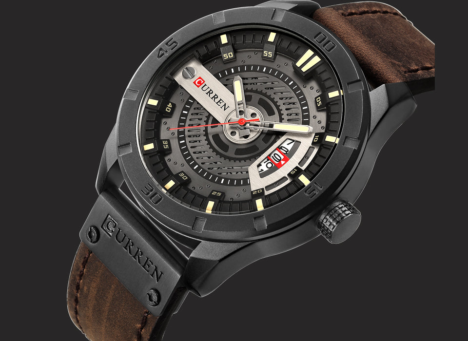 YSYH Men Military Sports Watches Men's Quartz Date Clock Man Casual Leather Wristwatches