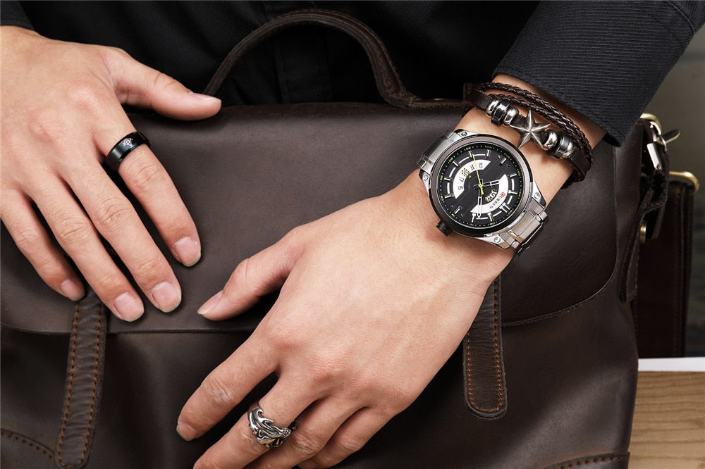 YSYH Calendar Watches Casual Sport Watch For Men 30M Water Resistant Stainless Steel Band Male Clock Luminous Wristwatches