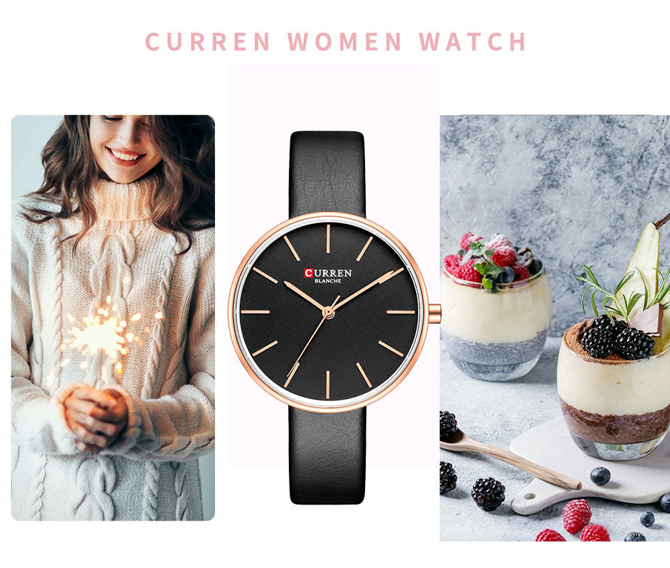 YSYH Fashion Slim Quartz Watches Ladies Leather Strap Wristwatch Womens Watch Black Clock Female Casual Accessories Relojes