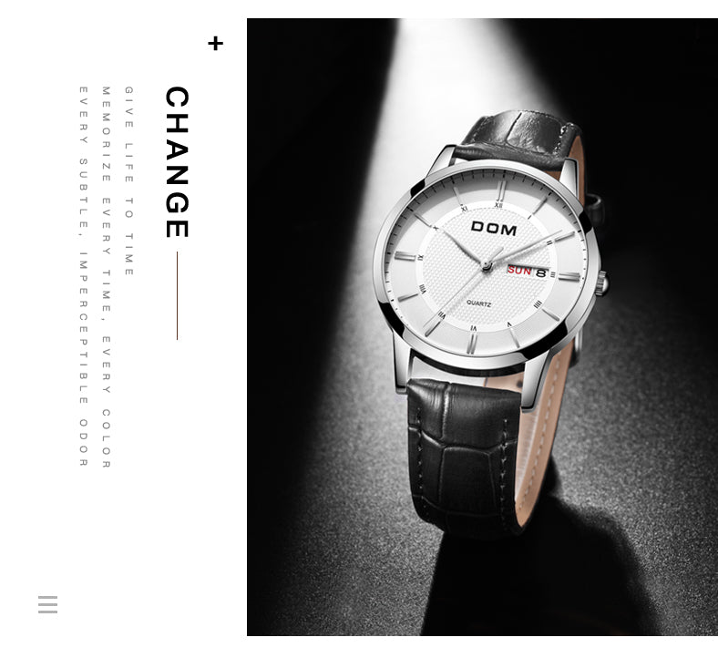 YSYH Men's Watches Ultra-thin Business Casual Leather Wrist Watch Calendar Display Waterproof Multi-function Quartz Clock