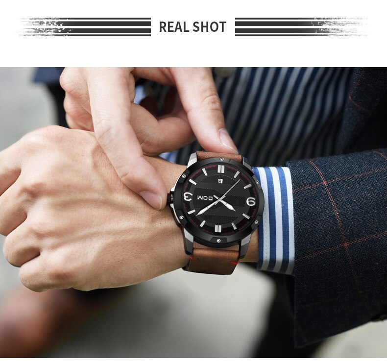YSYH Men's Watch Waterproof Sports Casual Quartz Watch Men Leather Strap Luminous Pointer Multifunction Clock