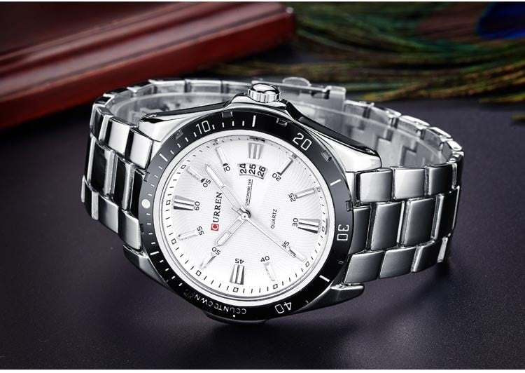 YSYH Men's Watches Luxury Fashion Business Quartz Wristwatch Full Steel Band Date Waterproof