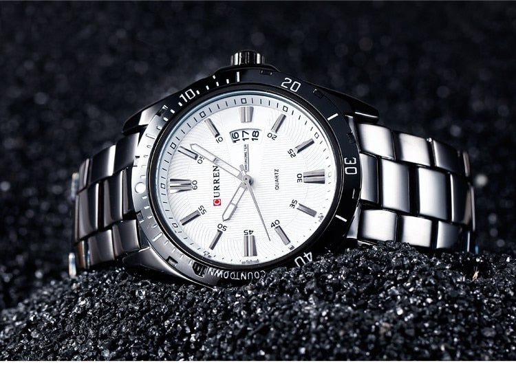 YSYH Men's Watches Luxury Fashion Business Quartz Wristwatch Full Steel Band Date Waterproof