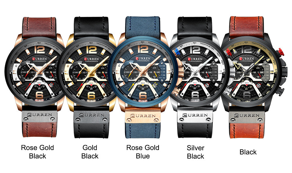 YSYH Luxury Leather SportsWatch Men Chronograph Quartz Man Clock