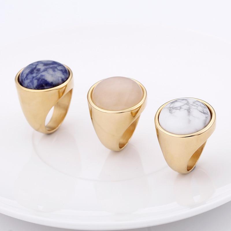 Rossny Crystal Rings Lady Marble Color Stone Rings Women Size 6-9 Antique Silver & Gold Wedding Rings Party Jewelry-Rings-Rossny
