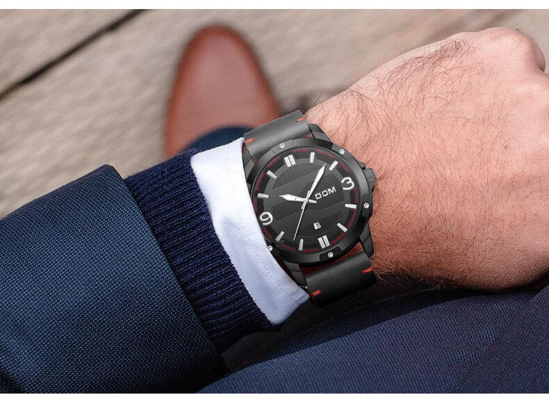YSYH Men's Watch Waterproof Sports Casual Quartz Watch Men Leather Strap Luminous Pointer Multifunction Clock