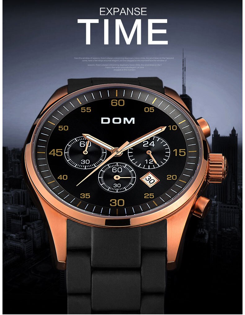 YSYH Men's Watch Calendar Week Show Waterproof Luminous Quartz Watch Men High Quality Movement Clock Gold