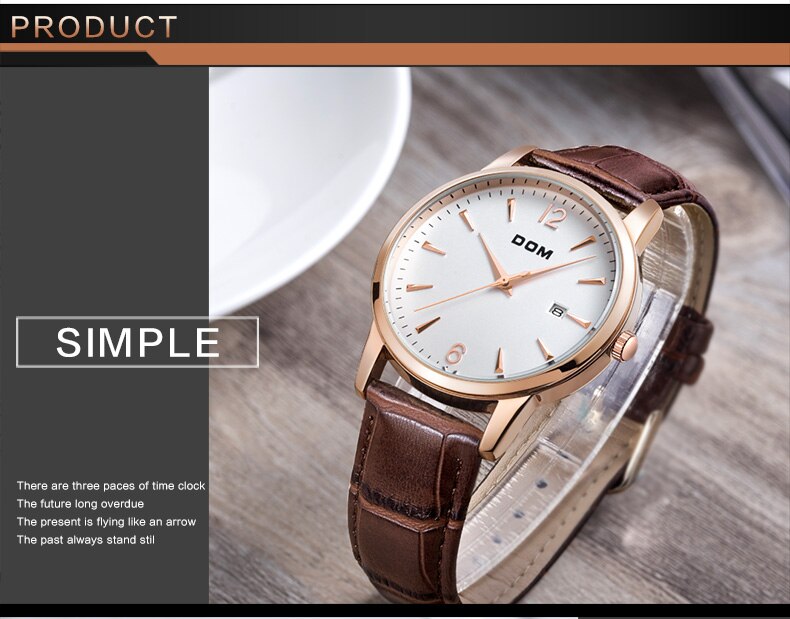 YSYH Men's Retro Simple Trend Watch Leather Strap Waterproof Design Calendar Display Quartz Wristwatch Father's Day Gift