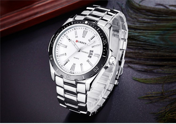 YSYH Men's Watches Luxury Fashion Business Quartz Wristwatch Full Steel Band Date Waterproof