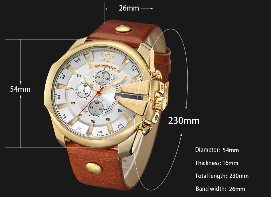 YSYH Luxury Leather Strap Sport Men Quartz Watch Military Male Clock