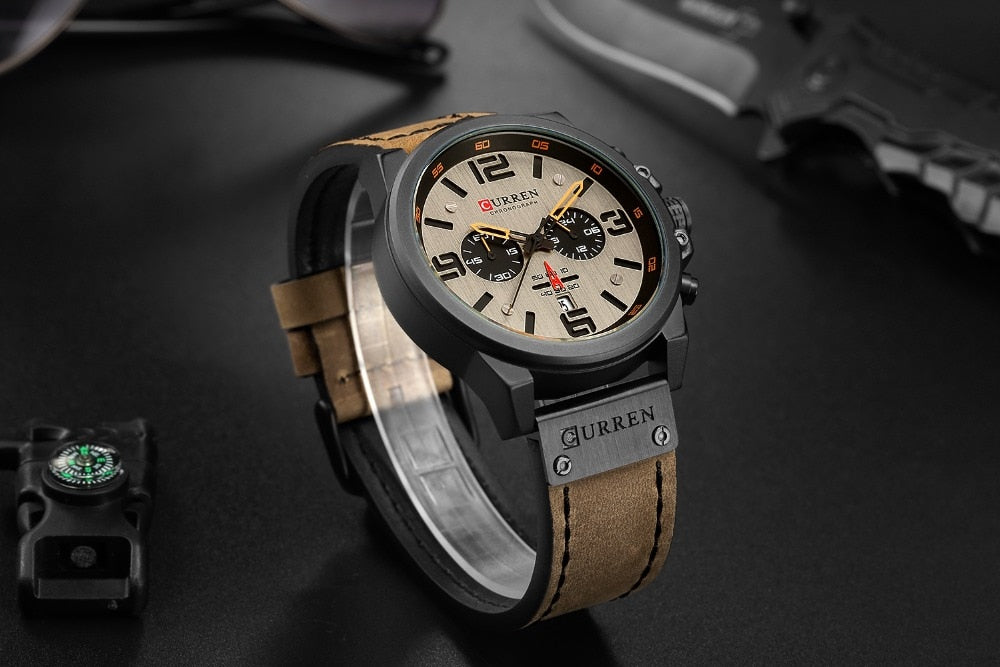 YSYH Classic Black White Chronograph Watch Men's Watches Casual Quartz Wristwatch Male Clock
