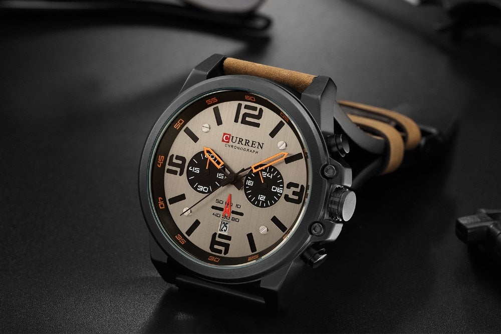 YSYH Classic Black White Chronograph Watch Men's Watches Casual Quartz Wristwatch Male Clock