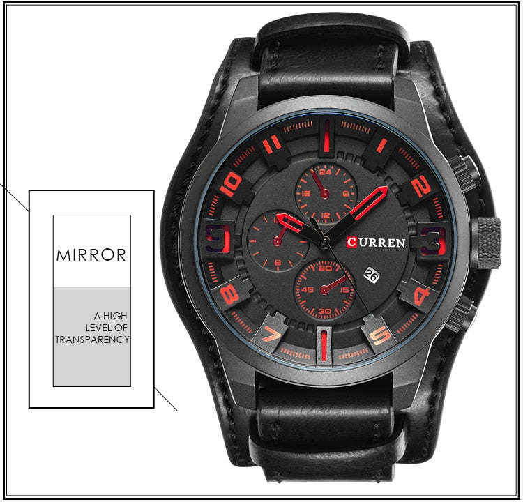 YSYH Watch Men Military Quartz Watch Luxury Leather Sports Wristwatch