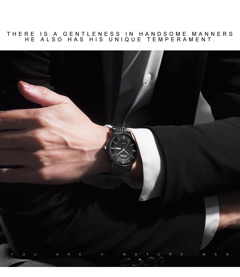 YSYH Men's Watches Ultra-thin Business Casual Leather Wrist Watch Calendar Display Waterproof Multi-function Quartz Clock