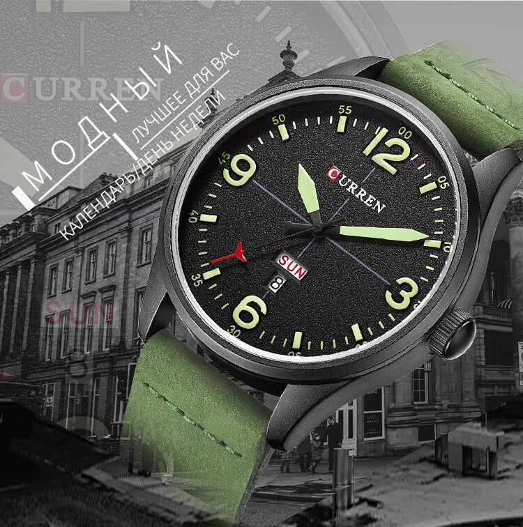 YSYH Simple style Calendar Casual Men Watches Leather Strap Male Clock Quartz Week Display Wrist Watch