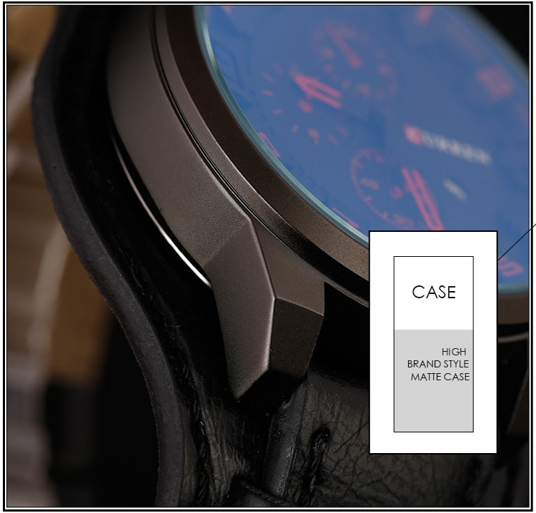 YSYH Watch Men Military Quartz Watch Luxury Leather Sports Wristwatch