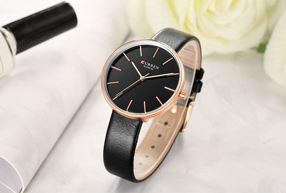 YSYH Fashion Slim Quartz Watches Ladies Leather Strap Wristwatch Womens Watch Black Clock Female Casual Accessories Relojes