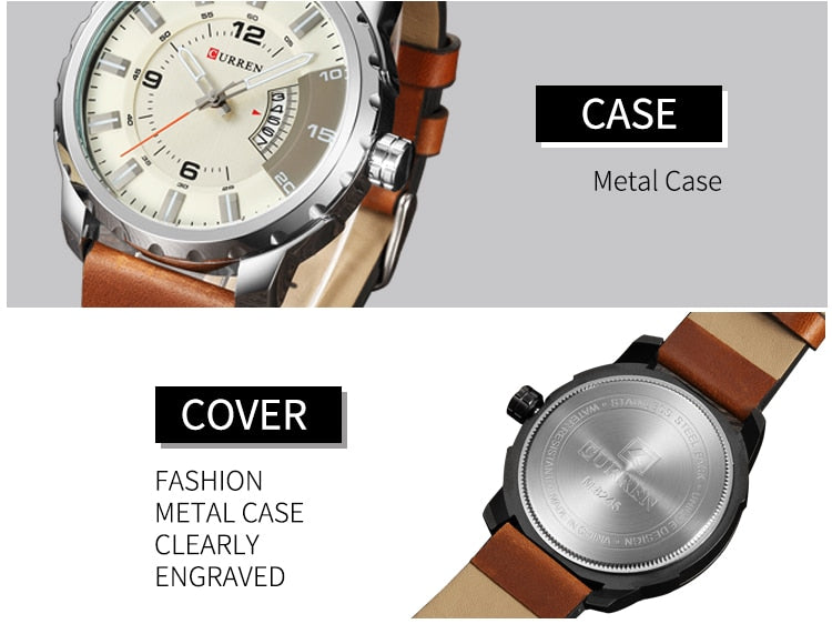 YSYH Men Sports Watches Dial Calendar Quartz Male Clock Leather Strap Watches Montre