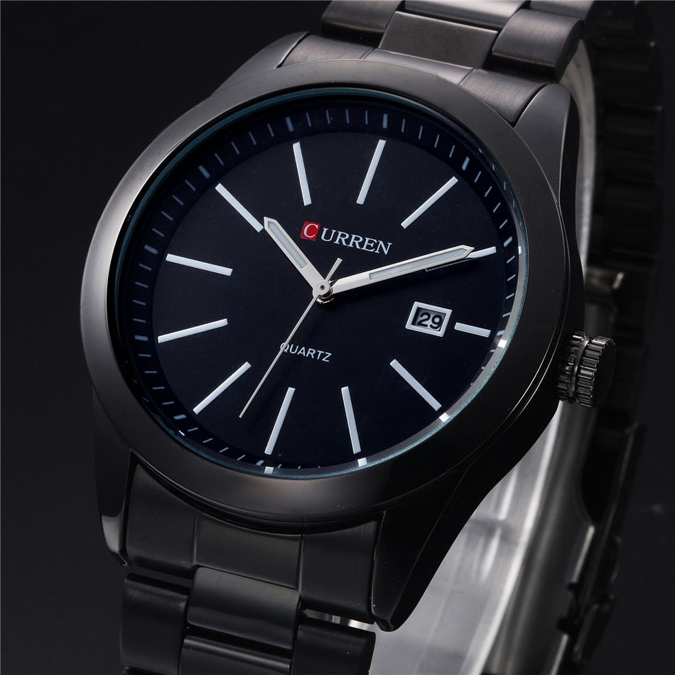 YSYH Classic Black Men Watch Big Dial Full Steel Male Clock Display Date Waterproof Hodinky