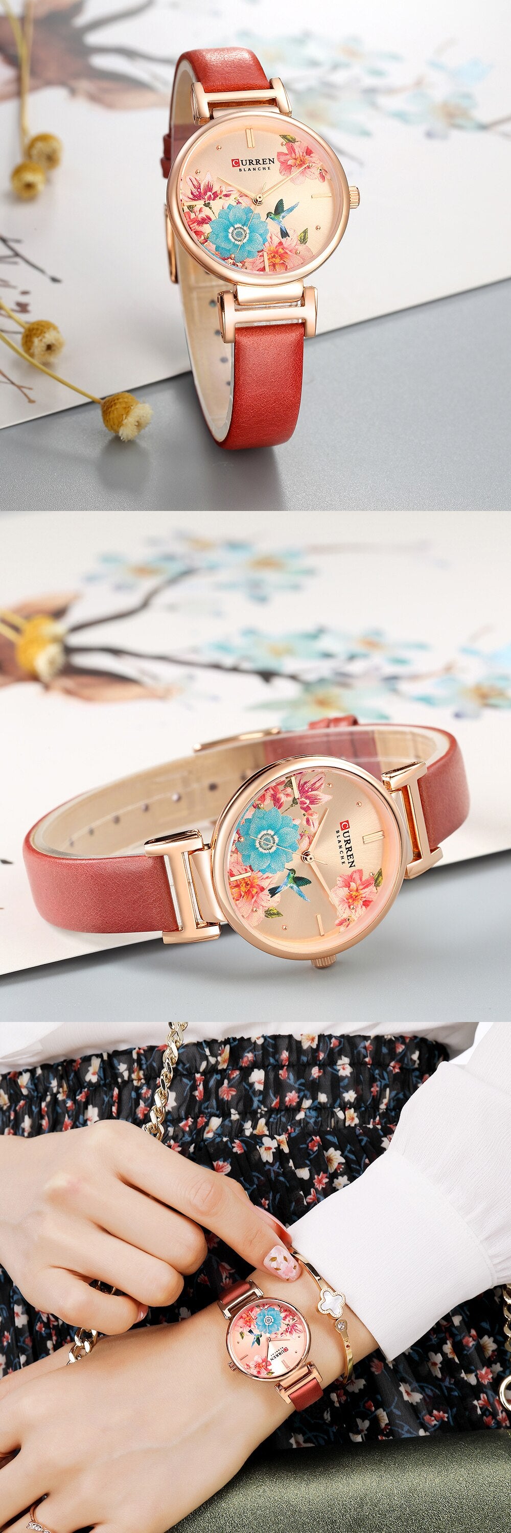 YSYH Leather Women Watch Summer Quartz Ladies Wristwatch Relojes Female Clock Fashion Flower Dial Reloj Mujer