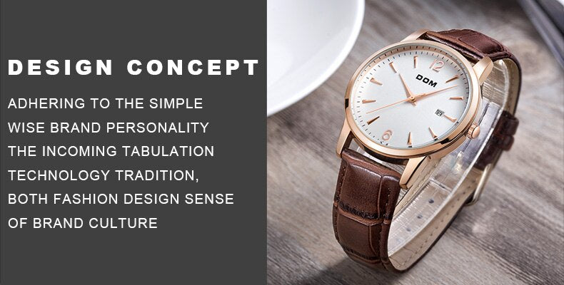 YSYH Men's Retro Simple Trend Watch Leather Strap Waterproof Design Calendar Display Quartz Wristwatch Father's Day Gift