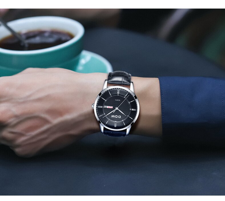 YSYH Men's Watches Ultra-thin Business Casual Leather Wrist Watch Calendar Display Waterproof Multi-function Quartz Clock