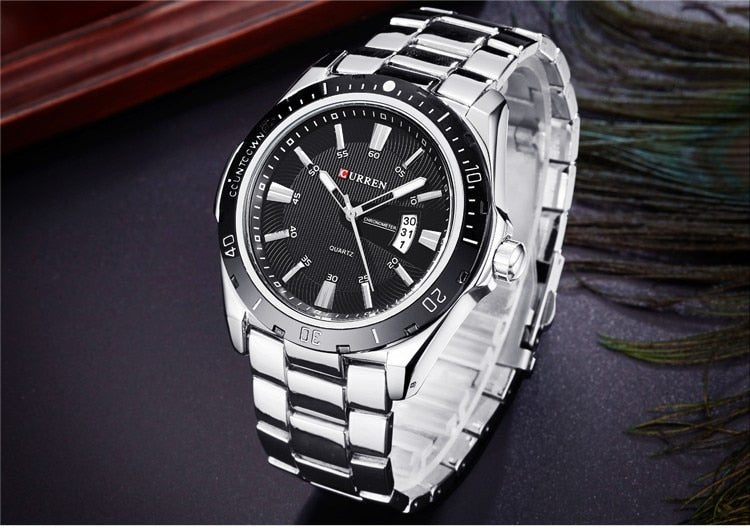 YSYH Men's Watches Luxury Fashion Business Quartz Wristwatch Full Steel Band Date Waterproof