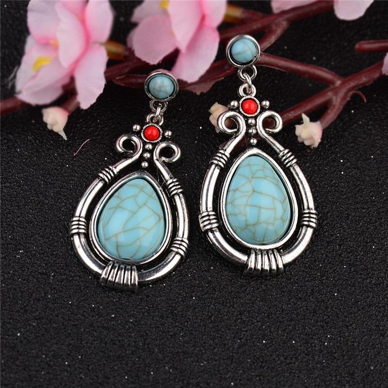 Turquoises Antique Dangles Earrings-Earrings-Rossny