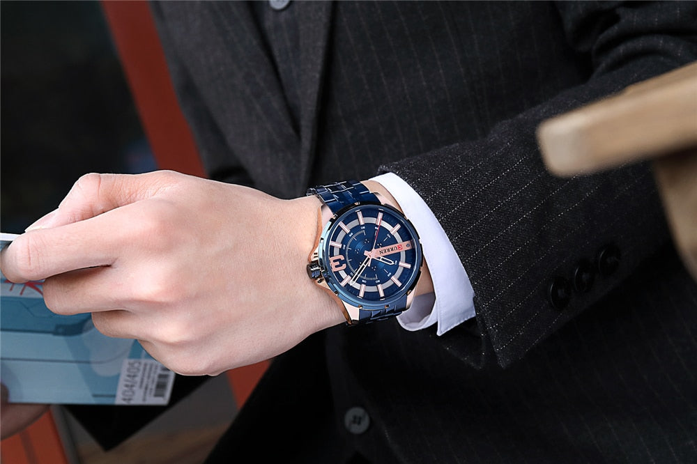 YSYH Gold Watches for Men Watch Business Men's Clock Fashion Quartz Stainless Steel Wrist watches Waterproof