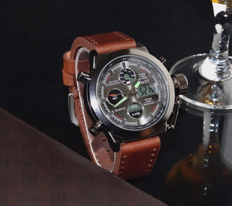 YSYH Wrangler Series Men's Watch 50 Meter Dive Leather Strap Military Watch Men's Waterproof Sports Quartz Alarm Clock New