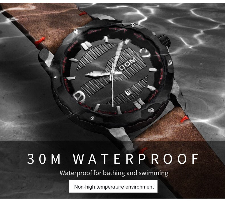 YSYH Men's Watch Waterproof Sports Casual Quartz Watch Men Leather Strap Luminous Pointer Multifunction Clock