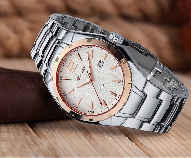 YSYH &Casual Date Men Watches Steel Band Quartz Waterproof Wristwatches erkek kol saat