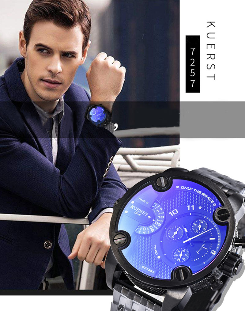 YSYH Man Watches Large Dial Men's Sports Wrist Watch Waterproof Double Time Zone Chronograph Men's Quartz Clock New
