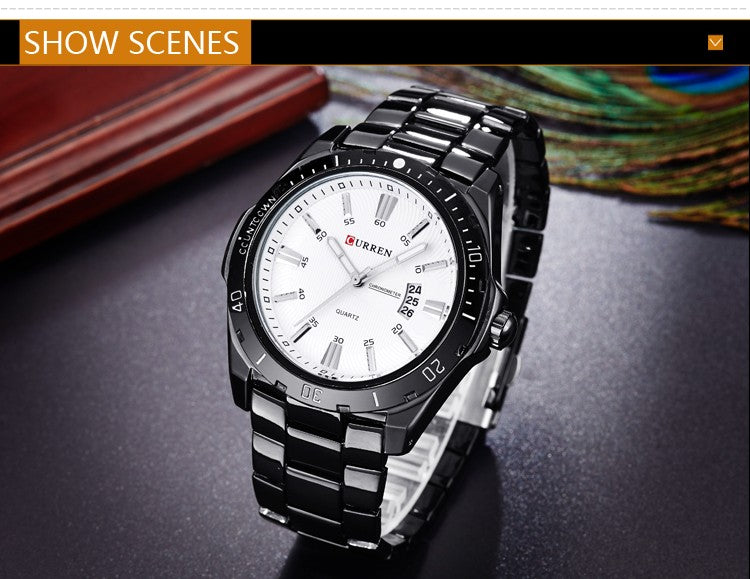 YSYH Men's Watches Luxury Fashion Business Quartz Wristwatch Full Steel Band Date Waterproof