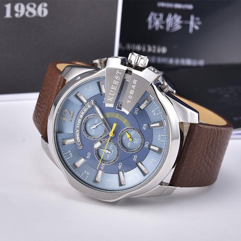 YSYH Mens Sport Watch Men Waterproof Quartz Watch Fashion Leather Strap Chronograph