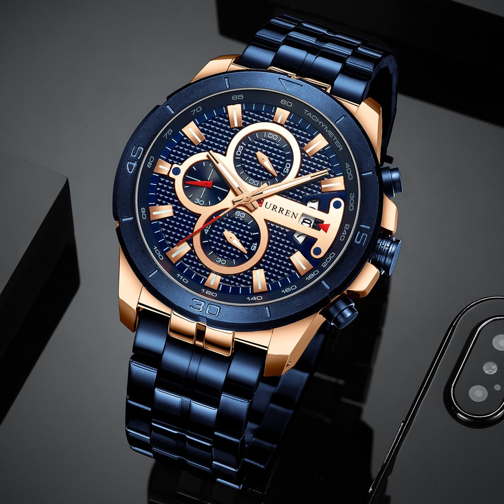YSYH Watches Mens Luxury Brand Chronograph Sport Watch for Men Wristwatch with Stainless Steel Band Casual Clock