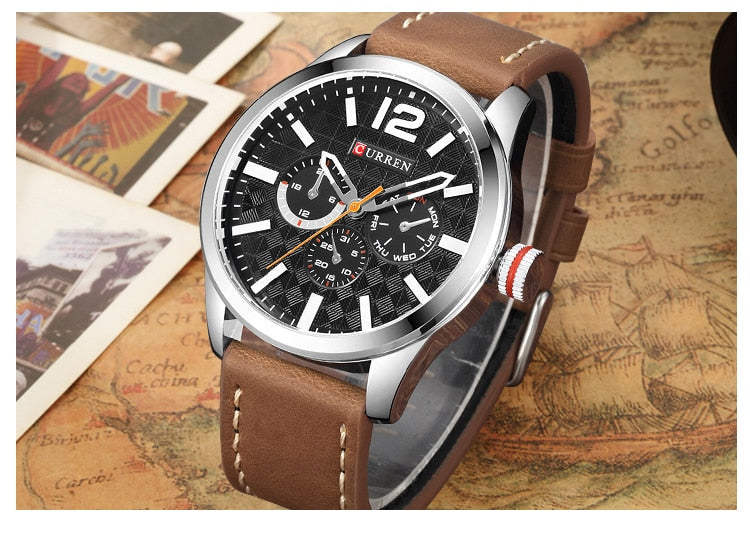 Luxury Brand YSYH Analog Sports Watch Leather Strap Quartz Men Wristwatch