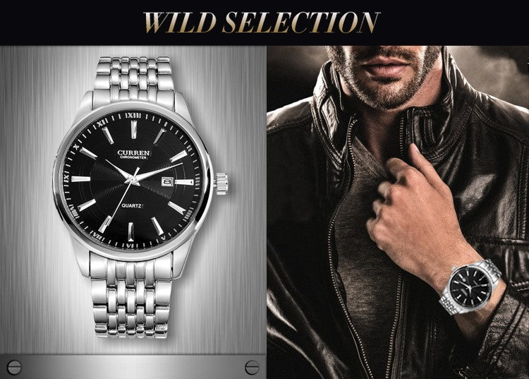 YSYH New Watches Fashion Simple style Calendar Casual Business Men Wristwatch Full Steel Quartz Male Clock Waterproof Watch