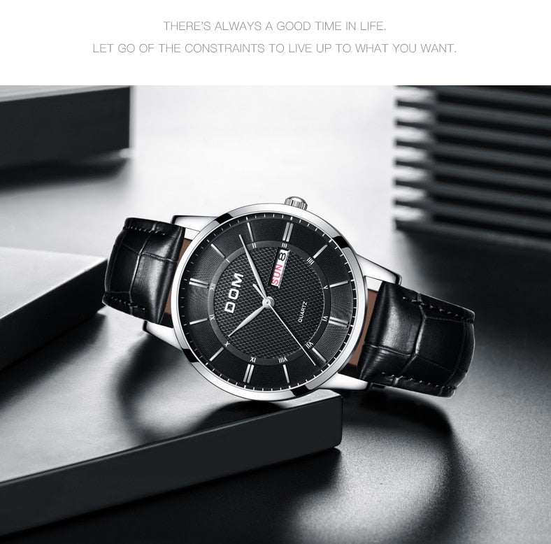 YSYH Men's Watches Ultra-thin Business Casual Leather Wrist Watch Calendar Display Waterproof Multi-function Quartz Clock