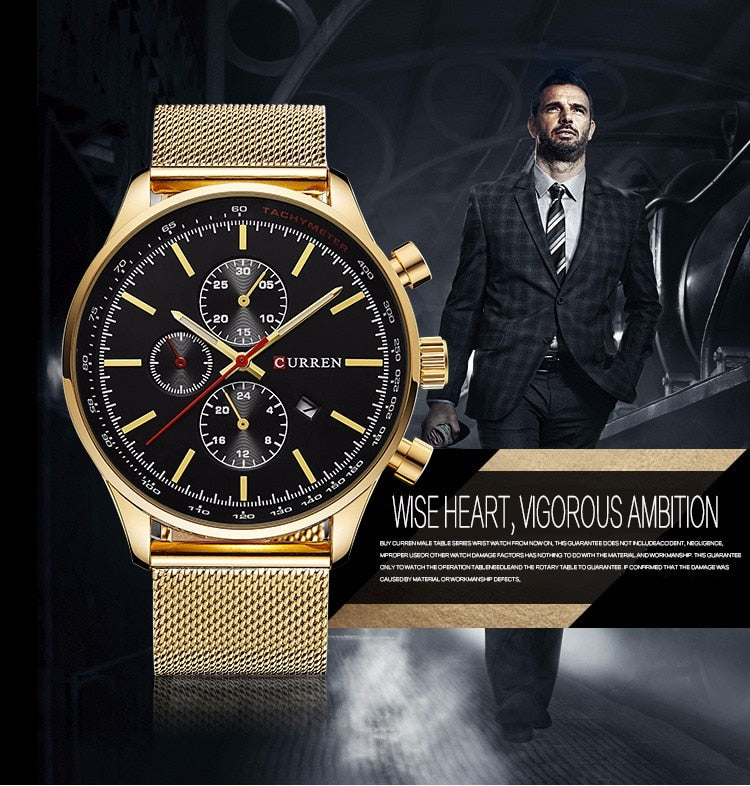 YSYH Brand Luxury Casual Sports Men Watches Stainless Steel Wristwatch Date Male Clock