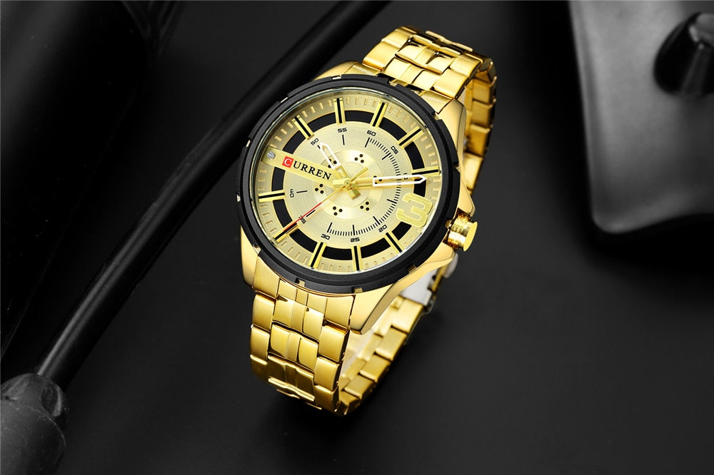 YSYH Gold Watches for Men Watch Business Men's Clock Fashion Quartz Stainless Steel Wrist watches Waterproof
