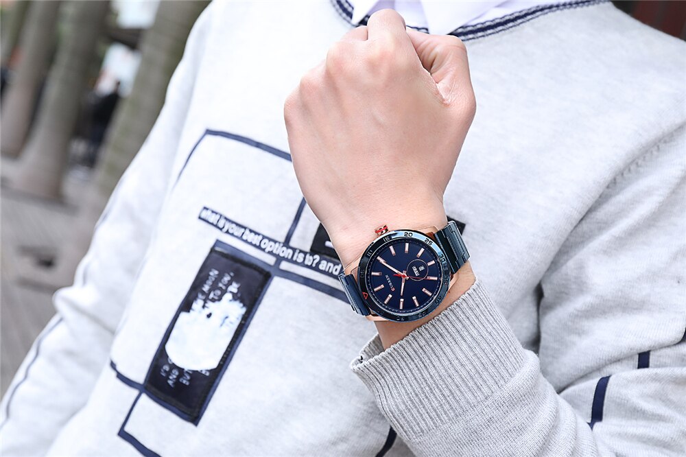 YSYH Luxury Watches Mens Casual Quartz Watch Male Clock Stainless Steel Band Waterproof Wristwatch with Week