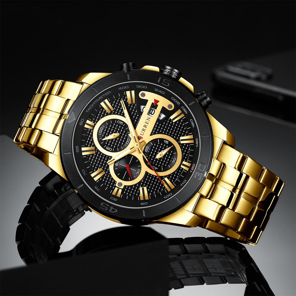 YSYH Watches Mens Luxury Brand Chronograph Sport Watch for Men Wristwatch with Stainless Steel Band Casual Clock